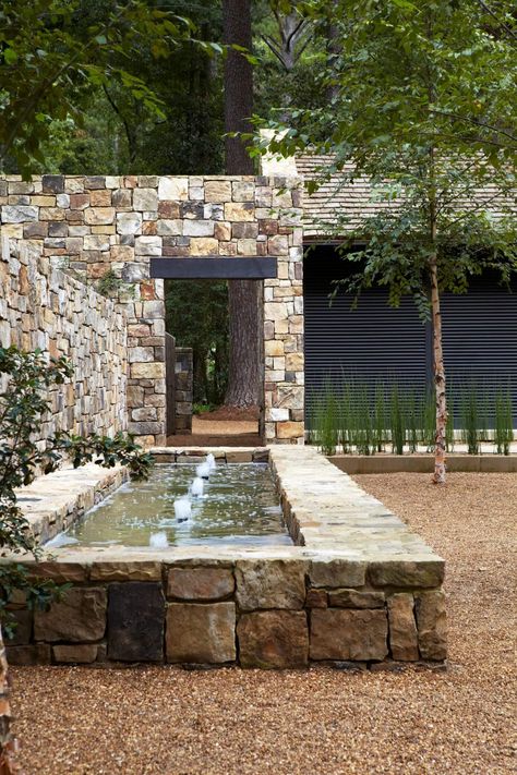 012-stones-throw-paul-bates-architects | HomeAdore Modern Fence Design, Pool Water Features, Pond Water Features, Beautiful Yards, Outdoor Fountain, Water Features In The Garden, Mediterranean Garden, Tuscan Style, Garden Fountains