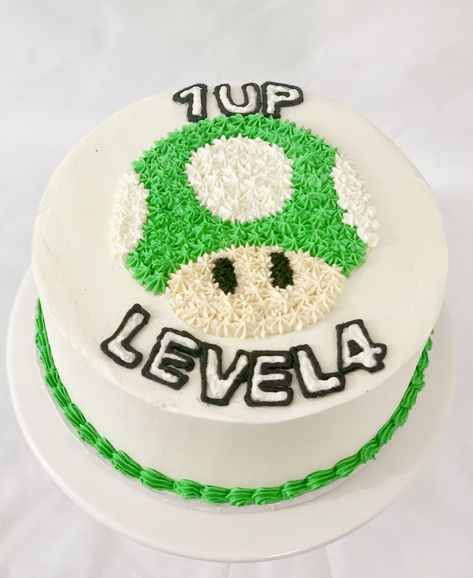 1 Up Mushroom Cake, Mario Mushroom Cake, Yoshi Cake, Yoshi Party, Nintendo Cake, 1up Mushroom, Mario Birthday Cake, Mushroom Cake, Gaming Birthday