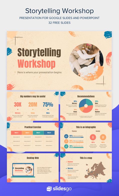 Workshop Template, The Art Of Storytelling, Google Slides Themes, Slide Design, Ppt Template, Microsoft Powerpoint, Learning Tools, Template Download, Editable Template