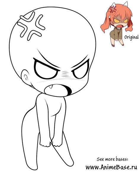 Anime Base Chibi, Angry Chibi, Templates For Drawing, Chibi Base, Arte Aries, Draw Chibi, Chibi Body, Chibi Sketch, Drawing Cartoon Faces