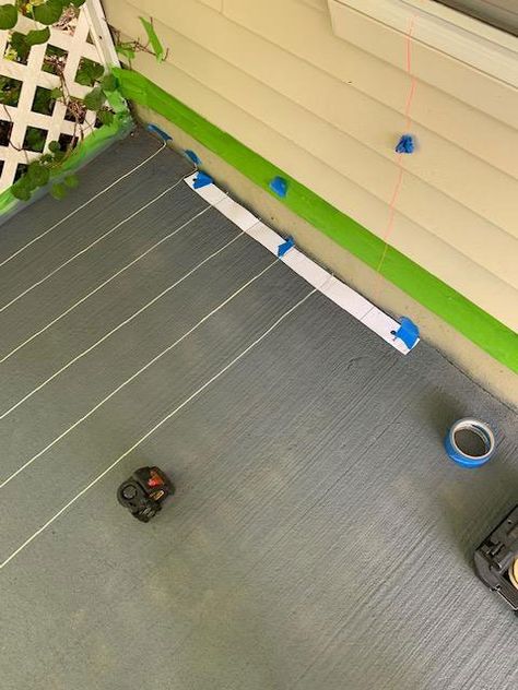 How to Paint A Porch Floor With Concrete Paint - The Honeycomb Home Patio Floor Paint Ideas, Painted Cement Patio, Best Concrete Paint, Porch Floors, How To Paint Concrete, Paint Concrete, Concrete Patio Makeover, Concrete Painting, Patio Floor