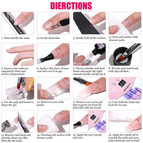 Modelones Poly Extension Gel Nail Kit 6 Colors With 48W Nail Lamp Slip Solution Rhinestones Glitter All In One Starter Kit 【US ONLY】 – MODELONES.com Nail Salon At Home, Polygel Nail, Poly Nail Gel, Nail Tutorial Videos, Nail Business, Sciatica Exercises, Pedicure Supplies, Nail Pen, Poly Gel