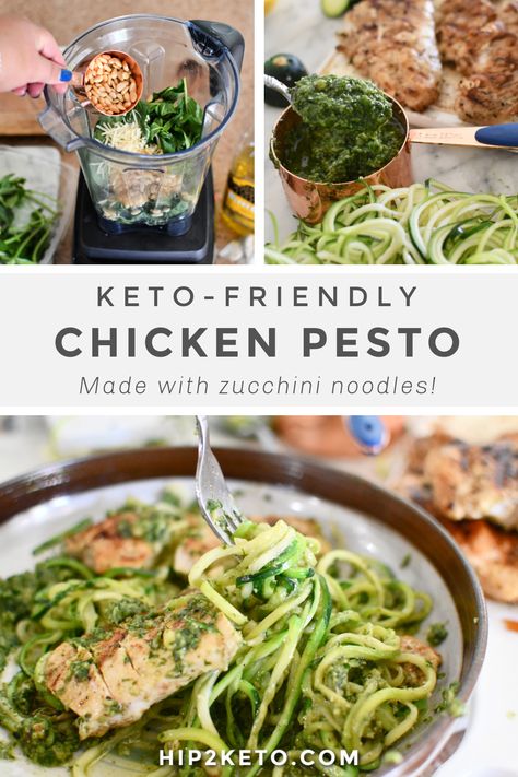 Chicken Pesto Zoodles, Chicken Pesto Zucchini Noodles, Pesto Zoodles With Chicken, Chicken And Zucchini Noodles, Keto Pesto Chicken, Basil Pesto Chicken Pasta, Dinner Idea Chicken, Keto Pesto, Zucchini Noodles With Pesto