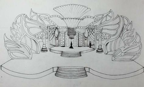 Imaginative Event Sketch Design Solutions Panggung Pentas Seni, Concert Set Design, Concert Stage Set Design, Proscenium Stage, Stage Sketch, Scenic Design Sketch, Design Ideas Drawing, Interior Architecture Sketch, Concert Stage Design