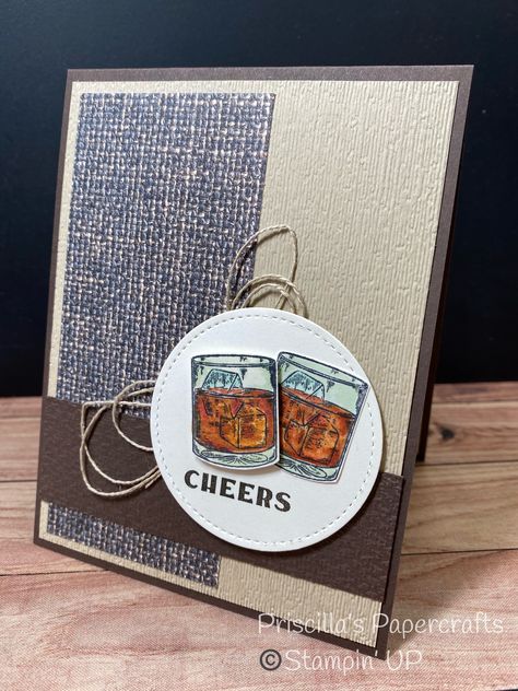 A masculine card using In Good Taste patterned paper and Whiskey Business Stampin Up Whiskey Business Card Ideas, Whiskey Business Stampin Up Cards, Whiskey Business Cards, Stampin Up Whiskey Business, Bday Drinks, Whiskey Birthday Cards, Stampin Up Beer Birthday Cards, Stampin Up Whiskey Business Birthday Cards, Whiskey Business