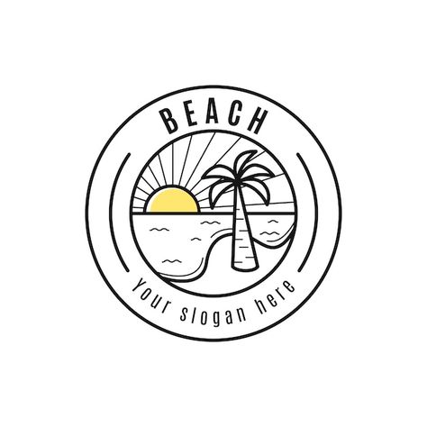 Modèle de logo de plage plate | Free Vector #Freepik #freevector #logo-mer #logo-palmier #logo-plage #logo-vague Logo Vague, Logo Mer, Beach Logo, Beach Clipart, Free Logo Templates, Vector Photo, Logo Templates, Graphic Resources, Vector Free