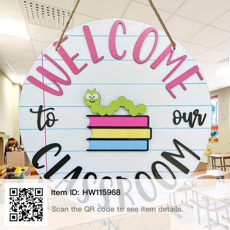 Welcome To Our Classroom Sign, School Door Hanger, Welcome To Our Classroom, Back To School Door, Vintage Style Wall Decor, Teacher Door Hangers, Wooden Door Hanger, School Doors, Teacher Doors