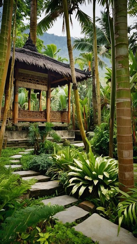 Create a Zen Escape: 15 Bali Garden Ideas for Landscape Bliss 42 Bali Garden Ideas, Riverside Garden, Bali Garden, Balinese Garden, Bali Resort, Tropical Backyard, Modern Landscape Design, Tropical Oasis, Modern Landscape