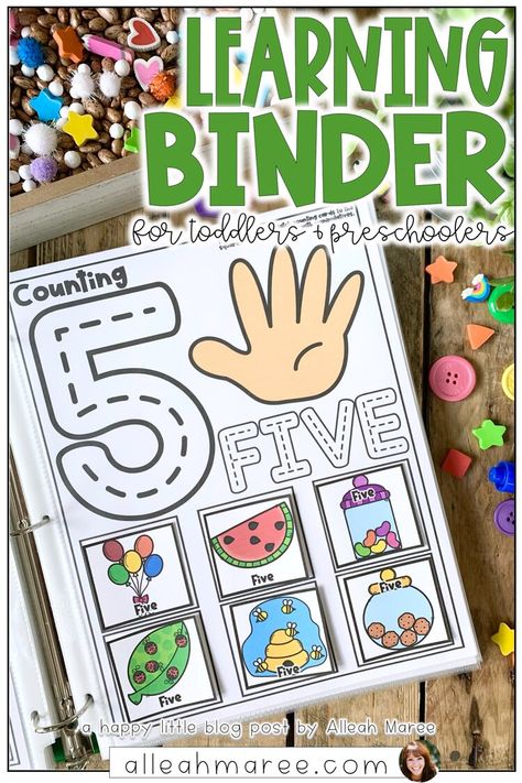 Math and Literacy Learning Binder for Toddlers and Preschoolers — Alleah Maree Printable Activities For Toddlers, Learning Activities For Preschoolers, Preschool Binder, Toddler Curriculum, Preschool Workbooks, Learning Binder, Toddler Education, Early Learning Activities, Activities For Preschoolers