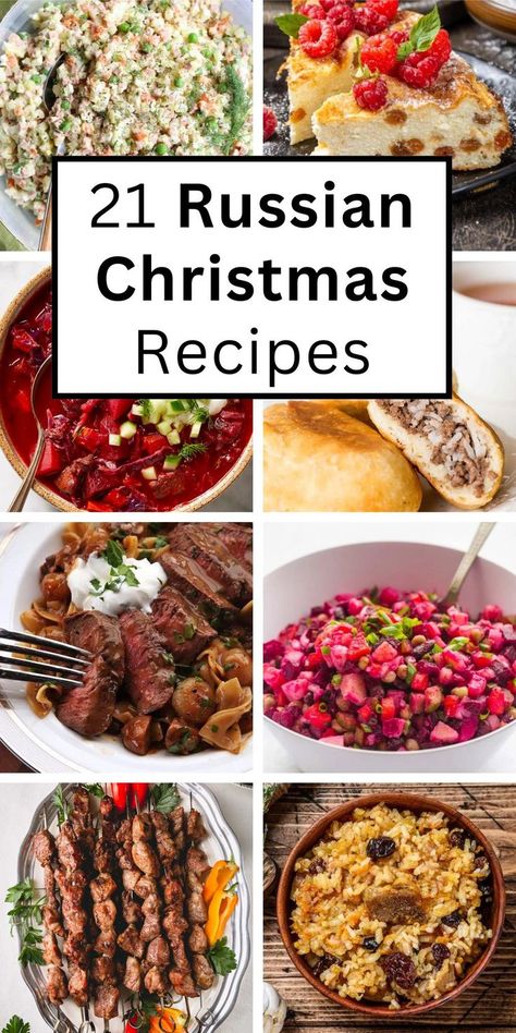 Russian Christmas Food Ideas Russian Thanksgiving Recipes, Traditional Russian Recipes, Traditional Christmas Food Recipes, Russian Dinner Recipes, Russian Christmas Food, Russian Appetizers, Russian Christmas Traditions, Russian Food Recipes, Christmas Dinner Spread