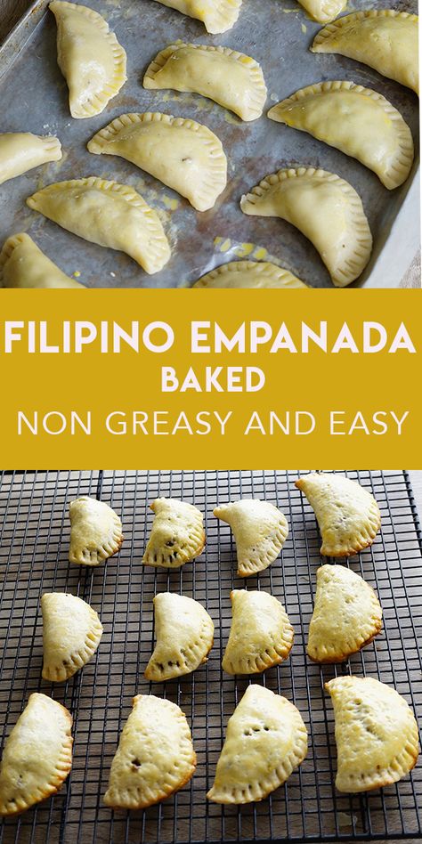 Filipino Empanada, Dessert Empanadas Recipe, Chicken Empanada Recipe, Chicken Empanada, Baked Empanadas, Chicken Empanadas, Filipino Food Dessert, Empanadas Recipe, Filipino Dishes