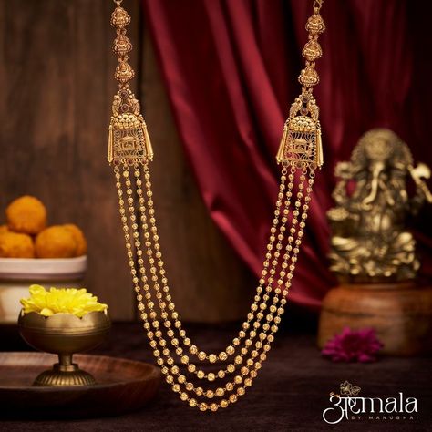 This Gold Set from our #AshtamalaCollection is surely made to enhance the beauty of the one who adorns it. WhatsApp us on 9167724442 to explore our exclusive designs #manubhaijewellers #ganpatiutsav #ashtamala #gold #goldset Layer Haram Designs Gold, Bor Mala Designs Gold, Malabar Gold Jewellery Necklaces Antique, Malabar Gold Jewellery Necklaces, Long Gold Necklace Indian, Long Chain Designs Gold, Malabar Gold Jewellery, Gold Inspo, Manubhai Jewellers