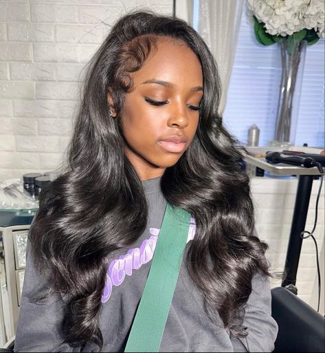 No Part Sew In, Quick Weave Hairstyles Flip Over, Sewins Hairstyles With Leave Out, Flipover Quickweave Straight, Flip Over Sew In, Flip Over Quick Weave, Curly Hair Sew In, Silk Press Natural Hair, Frontal Wig Hairstyles