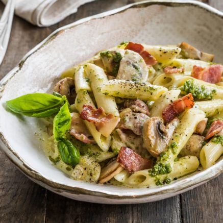 Recipes Archive | Page 5 of 19 | Nadia Lim Creamy Pesto Pasta Recipe, Pasta Recipes For Two, Easy Pasta Recipes Quick, Pesto Pasta Recipes Chicken, Pasta With Bacon, Pasta With Mushrooms, Nadia Lim, Pesto Pasta Recipe, Creamy Pesto Pasta