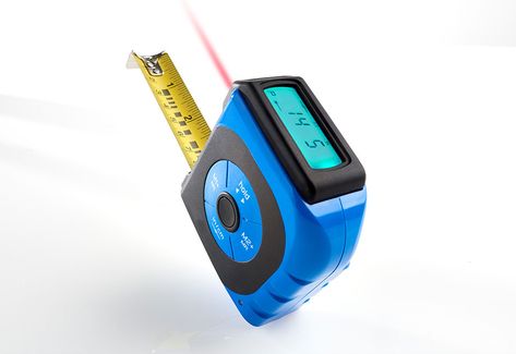 The 2-in-1 Digital Laser Tape Measure has a big digital LCD screen that makes taking measurements easier and more accurate. It shows measurements in feet, inches, centimeters, decimals and fractions. You can also save up to 2 measurements on the device automatically. Features center line calculation, a blade lock and re-zero function. Plus, the ability to measure inside the length of the frame without folding or bending the blade. Available in Blue. Taking Measurements, Sharper Image, Car Vacuum, Bbq Accessories, Re Zero, Quick Cleaning, Shower Systems, Car Cleaning, Tape Measure