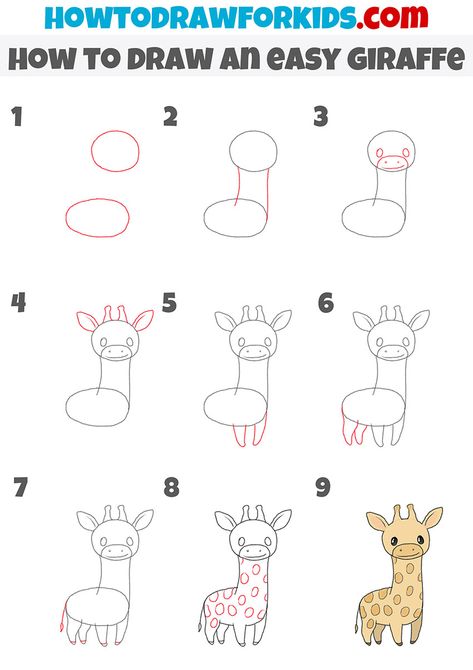 Cute Giraffes Drawings, How To Draw A Giraffe Easy, Easy To Draw Giraffe, Giraffe Drawing Simple, Giraffe Step By Step Drawing, How To Draw A Giraffe Step By Step, Cute Giraffe Drawing Easy, How To Draw A Giraffe, Giraffe Drawing Easy Step By Step