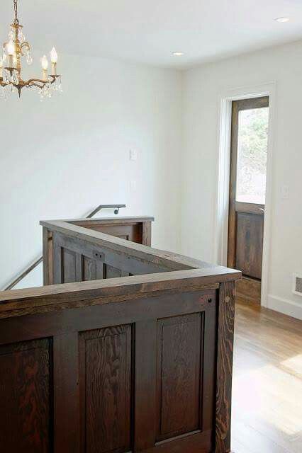 Railing out of old doors Upcycling, Old Doors, Diy Stair Railing, Interior Stair Railing, Salvaged Doors, Railing Ideas, Diy Stairs, Interior Stairs, Old Door