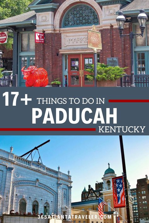 Nestled in the heart of Western Kentucky is a town rich in experiences just waiting to be enjoyed. Paducah, Kentucky is a UNESCO Creative City, where a tapestry of cultural gems coexists among the plentiful greenery. Whether you’re looking to spend a weekend or a week here, Paducah is a particularly special place. Here are 17+ things to do in Paducah KY that you and your crew are going to love! Kentucky Tourism, Kentucky Attractions, Paducah Kentucky, Land Between The Lakes, Kentucky Travel, Halloween Express, Travel Inspiration Destinations, Ohio River, A Town