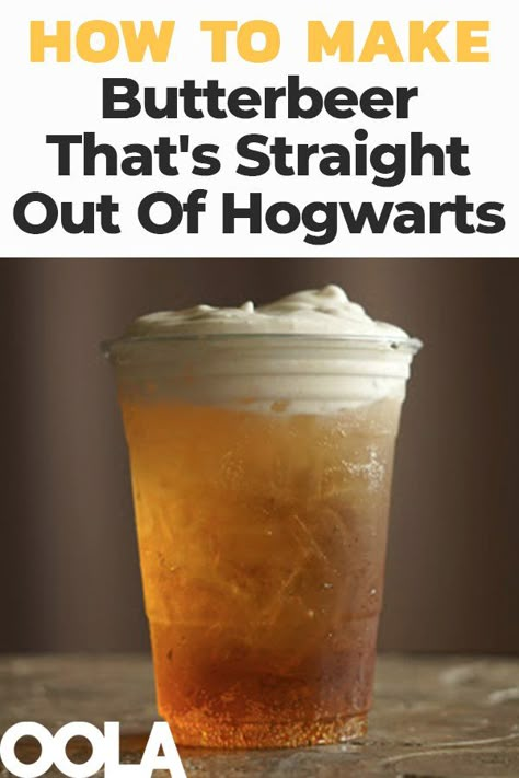 Harry Potter Drinks Nonalcoholic, Halloween Drinks Nonalcoholic, How To Make Butterbeer, Butter Beer Recipe, Homemade Butterbeer, Butter Beer Recipe Harry Potter, Harry Potter Drinks, Harry Potter Treats, Harry Potter Recipes