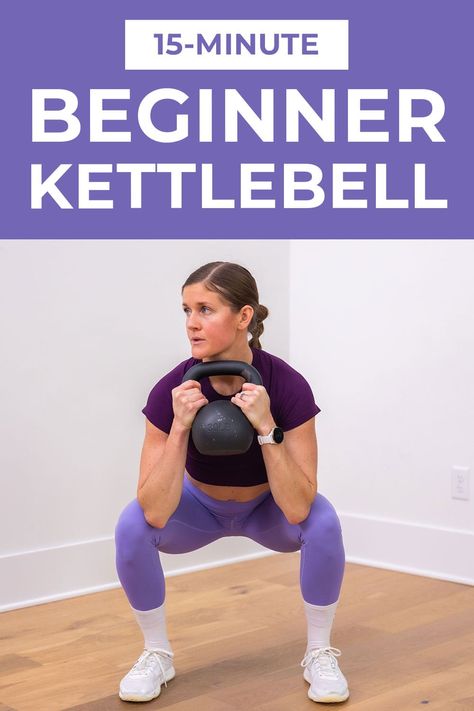 Build foundational strength with this FULL BODY Beginner Kettlebell Workout! 10 of the best kettlebell exercises for building strength in the upper body, lower body and core. Bonus: each exercise is performed from a standing position, and there are no repeats! Kettlebell Workout Routine, Kettlebell Ab Workout, Kettlebell Workouts For Women, Kettlebell Workout Beginner, Kettlebell Workout Routines, Best Kettlebell Exercises, Kettlebell Abs, Kettlebell Deadlift, Full Body Kettlebell Workout