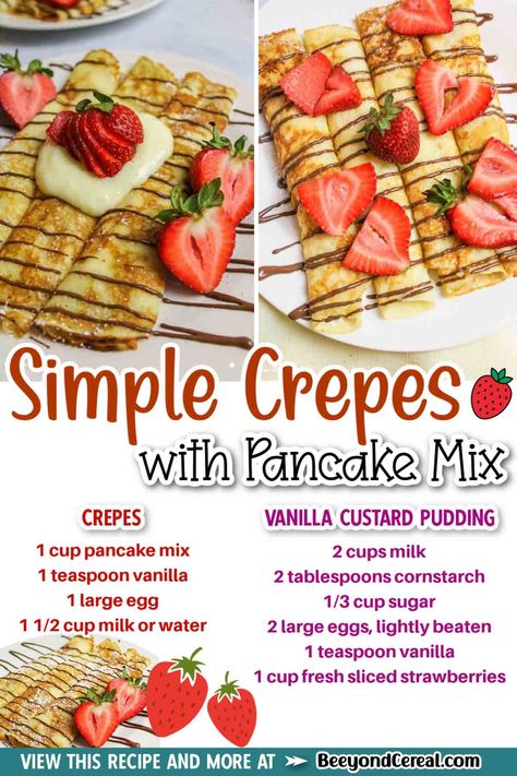 Crepe Recipe Pancake Batter, Crepes Pancake Mix Recipes, Homestead Breakfast Recipes, Easy Breakfast Ideas With Pancake Batter, Pancake Crepes Recipes, Fluffy Crepes Recipe, Different Ways To Make Pancakes, Easy Crepe Recipe Pancake Mix Milk, Waffle And Pancake Mix Recipe