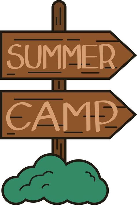 Summer Camp Signage, Camp Clipart, Summer Camp Clipart, Camping Images Clip Art, Camping Scene Illustration, Camping Signs, Sign Post, Card Art, Vector Art