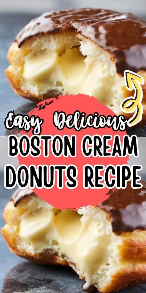 Oh, Boston Cream Donuts, those delightful treats that tantalize our taste buds! Let me introduce you to a simple and scrumptious recipe that will have you baking like a pro. Picture this – fluffy donuts, golden brown on the outside, filled with a luscious vanilla cream and topped with a smooth, velvety chocolate ganache. Are you drooling yet? Cream Donut Recipe, Boston Cream Donut, Cream Filling Recipe, Cream Filled Donuts, Filled Donuts, Boston Cream, Homemade Donuts, Cream Desserts, Baked Donuts