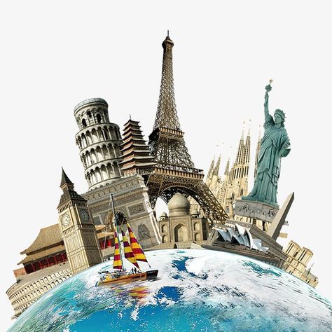 Globalization Collage, Travel Design Ideas, Traveling Images, Travel Graphic Design, Travel Png, Collage Travel, Social Media Images Design, Travel Background, Travel Clipart