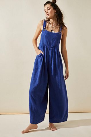 Sun-Drenched Overalls | Free People Linen Overalls, Overalls Outfit, Quoi Porter, True Blue, Back Patch, Dungarees, Tulum, Boho Outfits, Patch Pocket