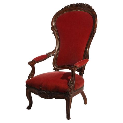 Antique Victorian Oversized Carved Walnut Armchair, C1890 | See more antique and modern Armchairs at https://www.1stdibs.com/furniture/seating/armchairs Old Victorian Furniture, Victorian Furniture Bedroom, Ornate Chairs, Parlor Chair, Victorian Parlor, Walnut Armchair, Victorian Chair, Deco Luminaire, Design Salon