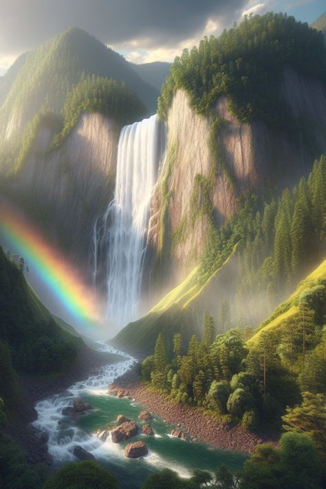 Lose yourself in the mesmerizing beauty of nature with this stunning image of a majestic waterfall, surrounded by lush greenery and framed by a vibrant rainbow. Let your senses be delighted as you witness the power and tranquility of this natural wonder. #naturelovers #waterfallwonders #rainbowmagic Waterfall Cliff, Majestic Waterfall, Landscape Waterfall, Kingston Jamaica, Rainbow Magic, H Hotel, Mesmerizing Beauty, Lose Yourself, Beautiful Waterfalls