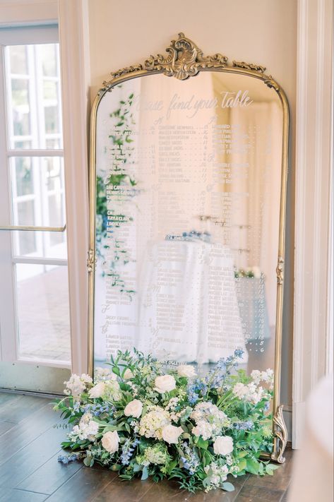 Wedding Seating Chart Display, Mirror Wedding Signs, Mirror Seating Chart, Classy Wedding Decor, Wedding Table Seating Chart, Wedding Table Seating, Wedding Mirror, Alabama Wedding, Have Inspiration