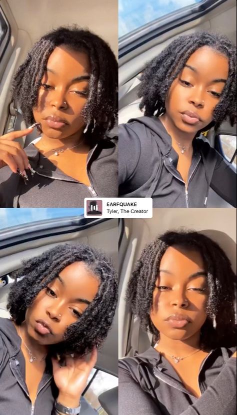 Locs With Middle Part, Mid Length Locs Black Women, Smedium Locs Black Women, Locs No Middle Part, Types Of Dreadlocks Black Women, Medium Size Locs Black Women, Medium Length Locs, Short Dreadlocks Hairstyles, Dreadlocks Hair Care