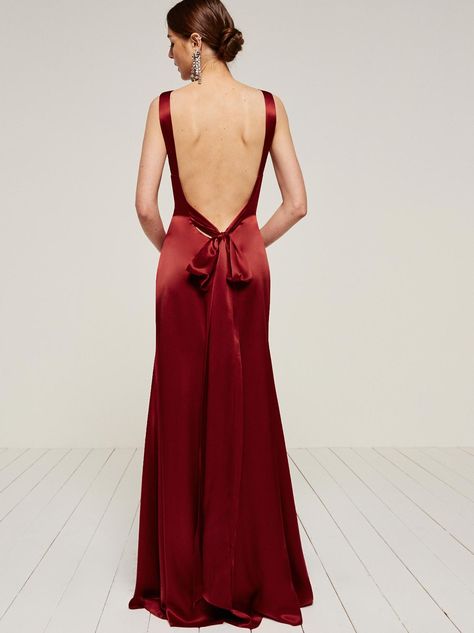 WEDDINGS - Reformation Open Back Grad Dresses, Open Back Silk Dress, Debs Dresses, Backless Gowns, Prom Dress Websites, Red Backless Dress, Open Back Prom Dress, Backless Gown, Red Dress Long