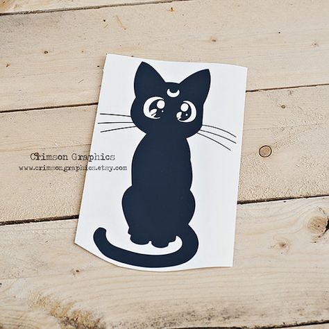 Luna Cat Sailor Moon Silhouette || Vinyl Window Car Decal Luna Tattoo, Sailor Moon Tattoo, Sailor Moon Luna, Moon Silhouette, Silhouette Vinyl, Cat Silhouette, Moon Tattoo, Window Vinyl, Cat Tattoo