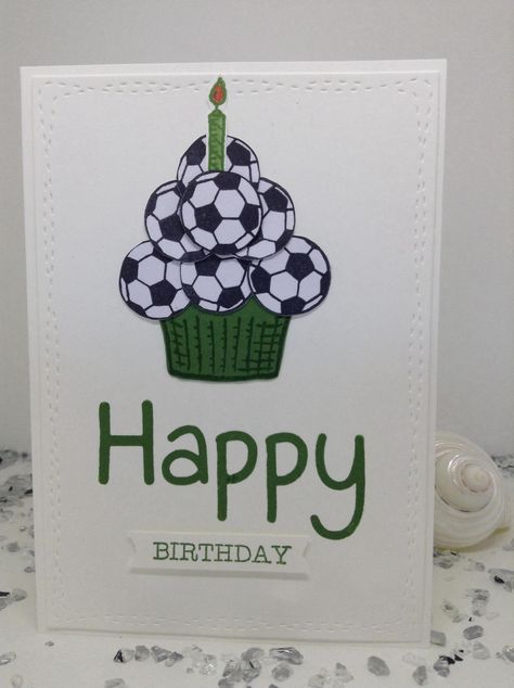 Handmade Soccer Birthday Card, Soccer Cards Handmade, Football Birthday Cards Handmade, Mens Birthday Cards Handmade, Kids Birthday Cards Handmade, Birthday Cards Men, Birthday Card For Boys, Happy Birthday Cards Diy, Cupcake Card