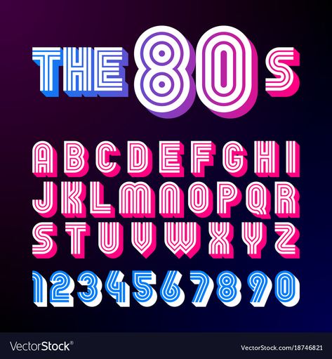 1980s Font, Alfabet Font, Eighties Style, Groovy Font, Typography Alphabet, 80s Design, Hand Lettering Fonts, Aesthetic Fonts, Halloween Fonts