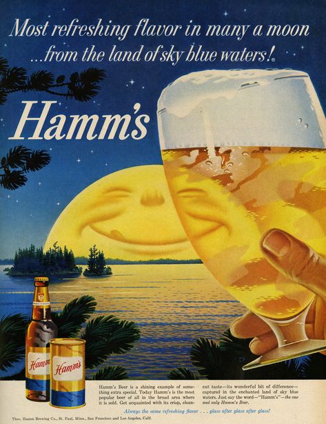 Beer Advertisement, Beer Ads, Hamms Beer, Popular Beers, Beer Advertising, Beer Ad, Beer Poster, Beer Cans, Beer Brands