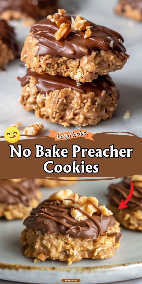 Quick And Easy Cookies, Preacher Cookies, Best No Bake Cookies, Oats Peanut Butter, Easy No Bake Cookies, Peanut Butter No Bake, Cookie Recipes Homemade, Chocolate And Peanut Butter, Baking Recipes Cookies