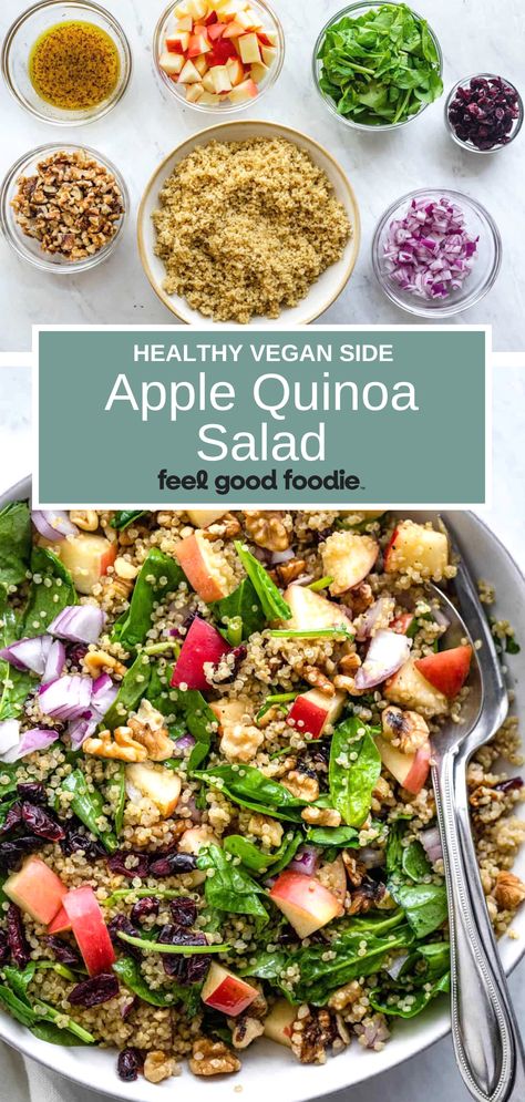 Nutrient Dense Lunch Ideas, Gf Df Salad, Vegan Apple Salad, Apple Walnut Quinoa Salad, Dense Bean Salad Recipes, Dense Bean Salad, Quinoa Apple Salad, Apple Quinoa Salad, Quinoa Harvest Salad