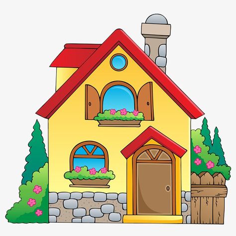 House Drawing For Kids, Daycare Forms, Cute Little Houses, House Cartoon, House Clipart, Cartoon House, Yellow House, House Illustration, House Quilts