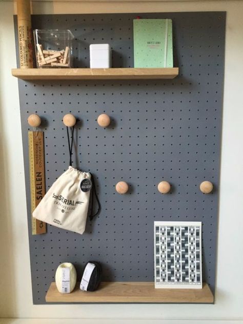 Painted Pegboard, Skadis Pegboard, Ikea Pegboard, Pegboard Ideas, Pegboard Organization, Ikea Closet, Garage Tool Organization, Pegboard Accessories, Craft Room Storage