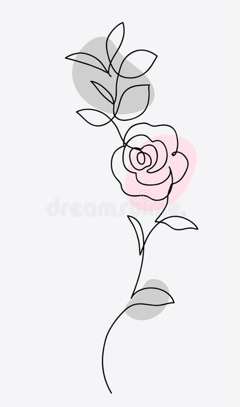 Rose Doodle, Basic Drawings, Rose Drawing Simple, Rose With Leaves, Vine Drawing, Dibujo Simple, Basic Watercolor, Drawings For Boyfriend, Line Art Images