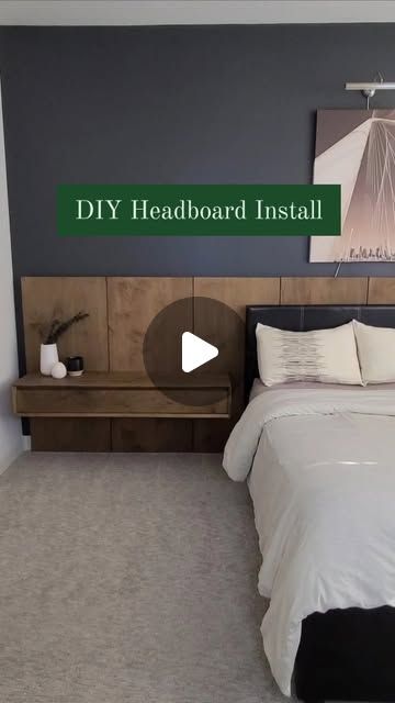 Amanda | Big Living Little Footprint | DIY & Sustainable Living on Instagram: "It's been two years 🤯

Friends, I cannot believe it's been 2 years since we designed and built this beautiful wall-mounted headboard with floating nightstands for our dear friend!

🛠 Comment ‘PLANS’ for a link to all our DIY plans so you can build your dreams too! 

*Link to our plans will be sent straight to your DMs. Make sure to check all the folders and follow @bigliving.littlefootprint first, so messages don't get hidden!*" Diy Wall Mounted Headboard, Headboard With Floating Nightstands, Floating Nightstand Diy, Wall Mounted Headboard, Mounted Headboard, Floating Headboard, Floating Nightstands, Lakehouse Ideas, Diy Nightstand