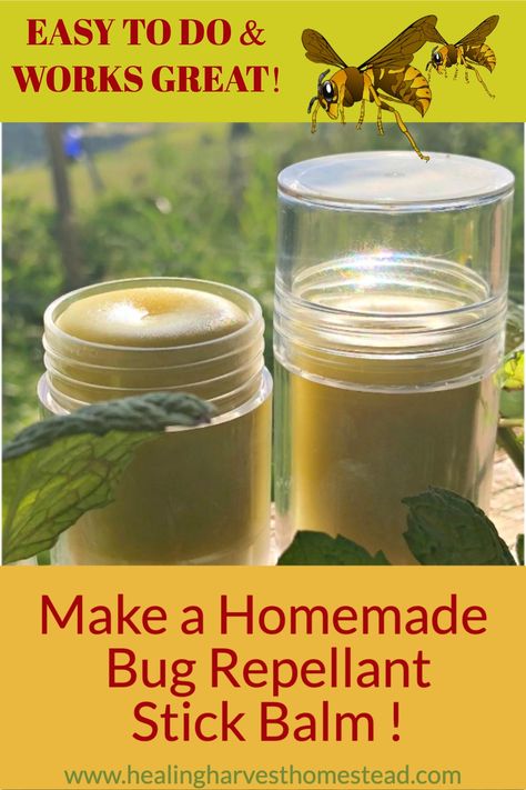 Here is an easy recipe for how to make a homemade bug repellent stick. Don’t like sticks? Well, you can easily convert this to a bug spray too. Find out how to make a natural, herbal, essential oil non-toxic bug repellent. #bugrepellent #bug #repellent #natural #diy #homemade #essentialoil #outdoor #best #peppermint #spray #stick #thatworks #healingharvesthomestead Essential Oil Bug Repellent, Homemade Bug Repellent, Repellent Diy, Peppermint Spray, Diy Bug Repellent, Bug Spray Recipe, Bug Repellant, Balm Recipe, Natural Bug Repellent