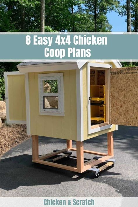 4 Chicken Coop, 4x4 Chicken Coop, Easy Diy Chicken Coop Plans, Chicken House Diy, Pallet Backyard, Simple Chicken Coop Plans, Coop Layout, Chicken Coop Building Plans, Chicken Coop Designs Diy