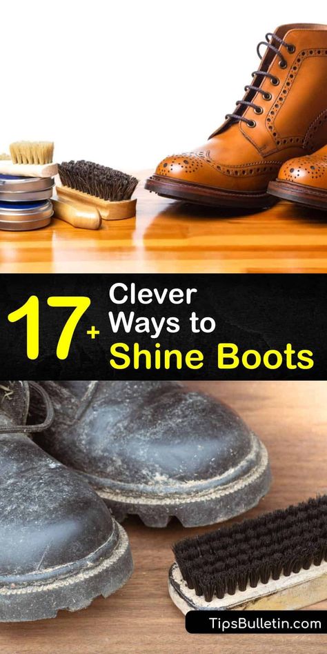 Learn how to achieve a mirror shine on leather boots and leather shoes, and how to care for suede boots. Use household items like baking soda, a soft cloth, banana peels, and white vinegar. Forget the need for expensive shoe wax. #shine #boots Country Wedding Guest Dress, How To Make Boots, Classy Wedding Guest Dresses, Shoe Wax, Shoe Hacks, Banana Peels, How To Make Leather, Tan Leather Boots, Easy Tricks