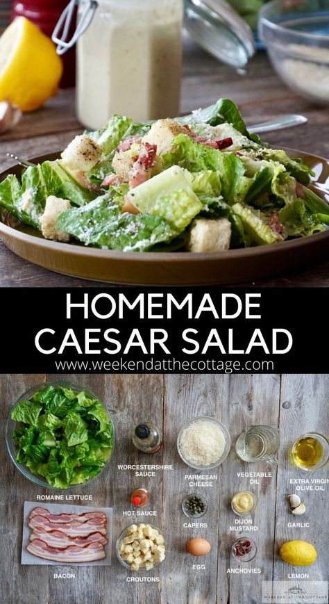 Homemade Caesar Salad, Homemade Caesar Salad Dressing, Homemade Caesar, Classic Caesar Salad, Caesar Salad Dressing, Caesar Salad Recipe, Caesar Dressing, Salad Dressing Recipes, Caesar Salad