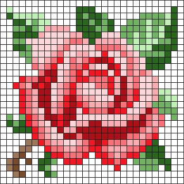 Rose Pixel Pattern, Flower Pattern Beads, Perler Bead Rose Pattern, Pixel Art Flowers Aesthetic, Alpha Patterns Crochet Flower, Perler Bead Patterns Flowers, Rose Alpha Pattern, Floral Pixel Art, Alpha Patterns Flower