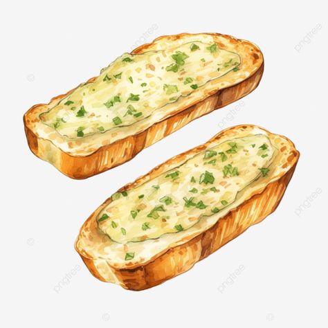 garlic bread watercolor clipart ai generated bread toast watercolor png Garlic Bread Illustration, Toast Watercolor, Bread Watercolor, Watercolor Food Art, Notes Inspo, Patterns Simple, Toddler Lunches, Watercolor Food, Bread Toast